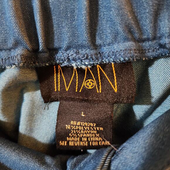 Iman Womens Pull On Pants Size L Blue Elastic Waist Mid Rise Boot Cut Stretch - Picture 6 of 8